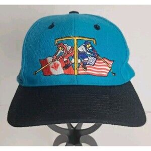 Hockey USA vs. Canada Turcotte Can You Handle It? Blue SnapBack Hat Cap Vintage